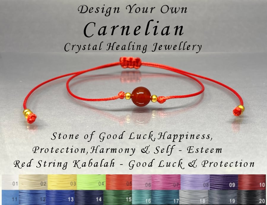 Carnelian bracelet anklet crystal healing good luck red string 17th birthday