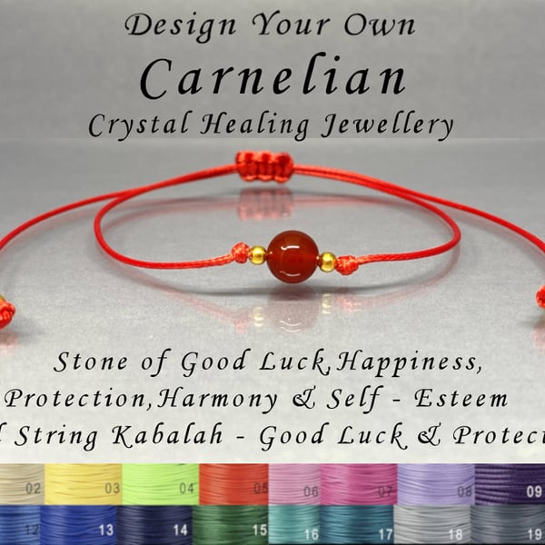 Carnelian bracelet anklet crystal healing good luck red string 17th birthday