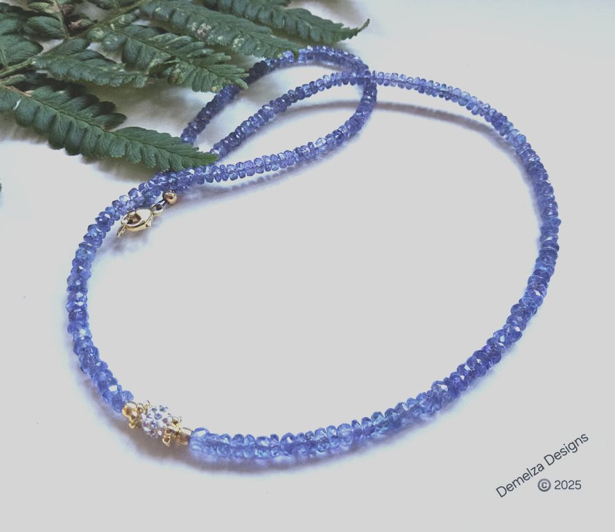 AA Grade 45ct Genuine Tanzanite  Choker Gold Vermeil Necklace 