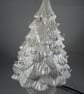 White Glittery Ceramic Xmas Christmas Tree Table Lamp Light Ornament Decoration. - Image 4
