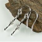 Sterling silver drop earrings, twisted tubes & Karen Hill Tribe Slices (8912)