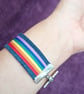 Upcycled Denim Rainbow LGBT Pride Wristband Cuff Bracelet - Free Postage - Image 5