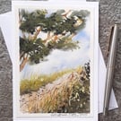 Sandy Path. Handpainted Mixed Media Blank Card