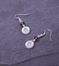 Pink button earrings with purple faceted beads - Image 4