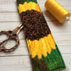 Embroidered up-cycled sunflower bookmark. 