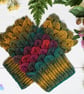 Crochet gloves. Red gold and green dragon scale gloves. Fingerless gloves. - Image 3