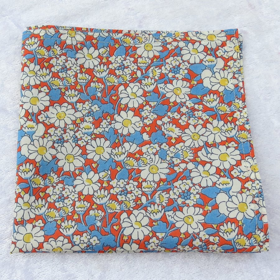 Liberty Tana Lawn handkerchief, ladies handkerchief, daisy