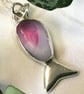 Handcrafted Sterling Silver Seaham Multi Sea Glass Pink Fish Pendant Necklace - Image 2