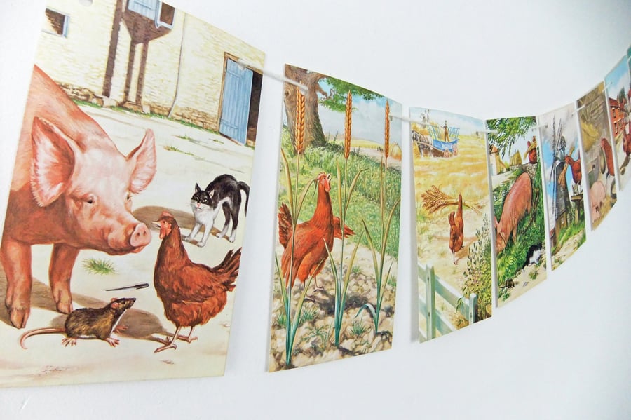 The Little Red Hen Bunting - Upcycled Ladybird Book 