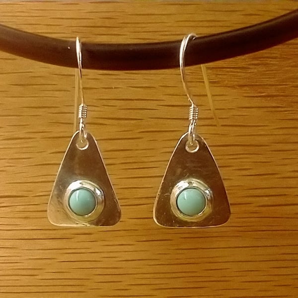 Persian Turquoise Silver triangle earrings
