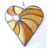 Gold Swirled Heart Stained Glass Suncatcher 007 golden wedding