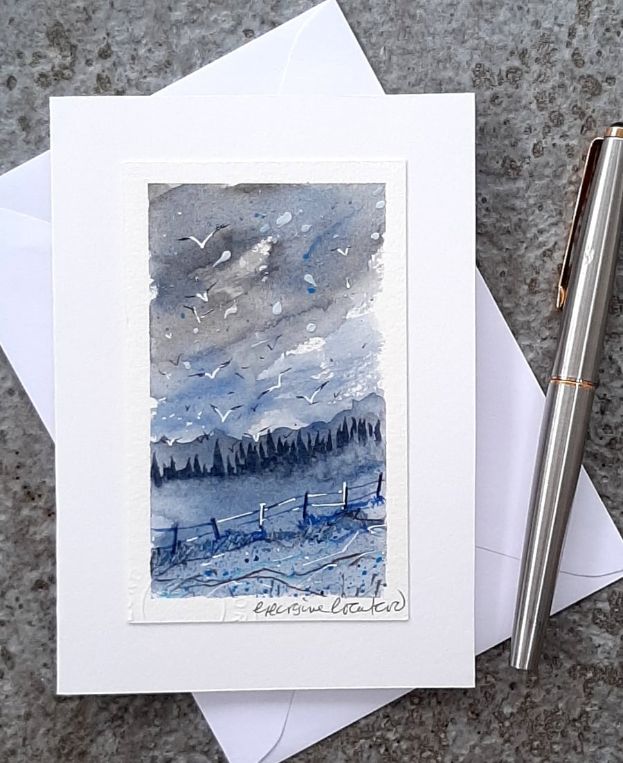Blank Card. Handpainted Watercolour Art. OOAK