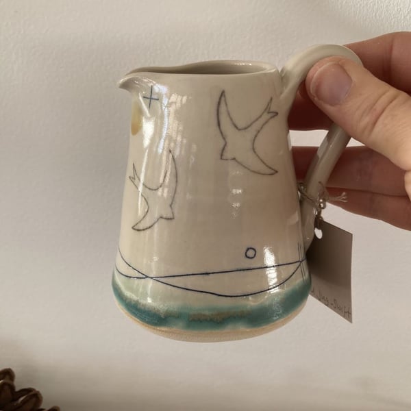 Ceramic handmade small jug - Swift mustard moon