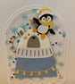 Handmade Christmas Wishes Card – Modern Bear & Penguin Christmas Card - Image 2