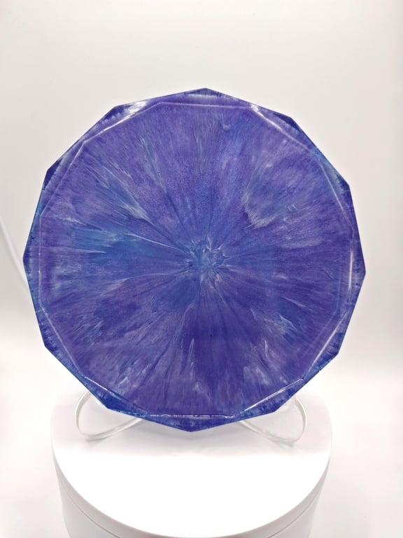 Handmade Resin Coaster: Purple Blue Epoxy Art Tray- Unique Home Decor Gift