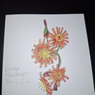 Original Handpainted Greetings Card- Orange Hawkweed