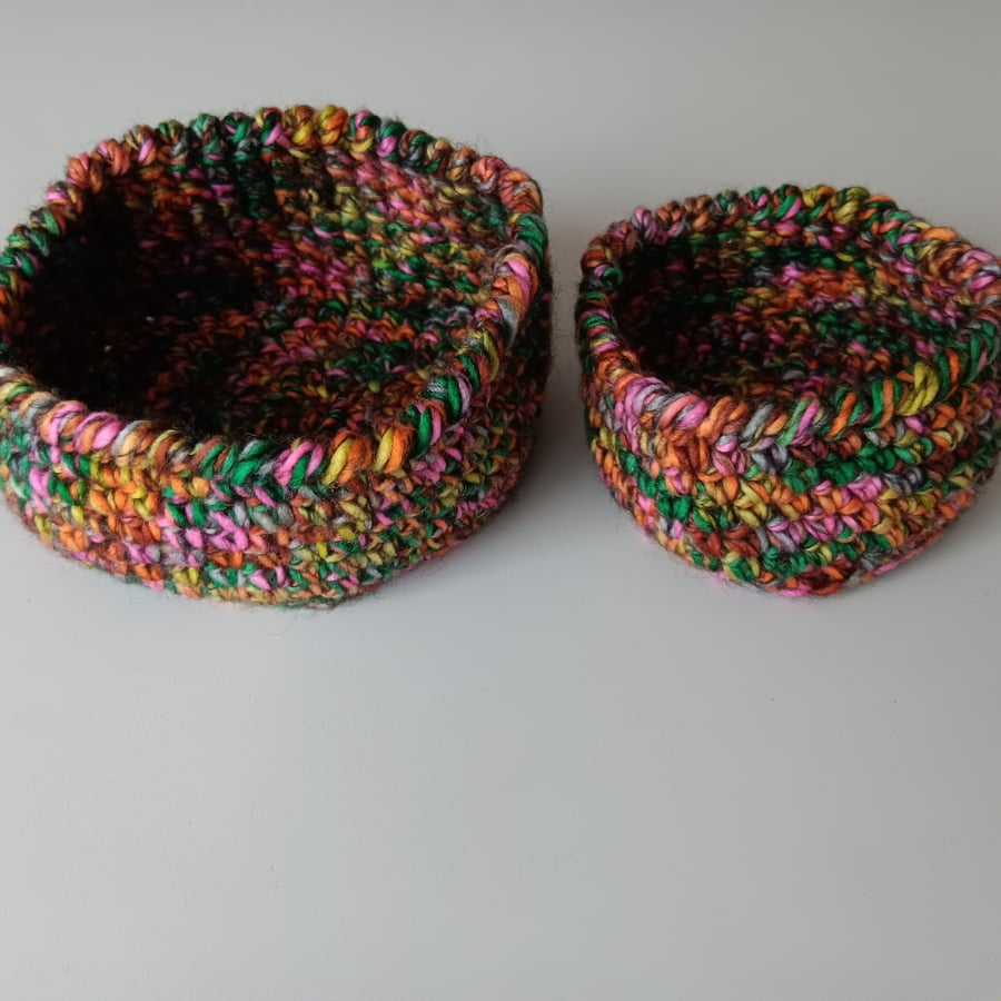 Crochet Nesting Baskets (Rich Jewels) - set of 2, so practical!