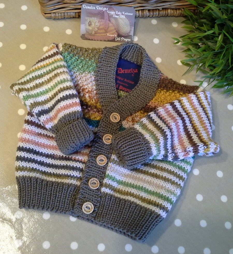 Luxury Hand Knitted Designer Merino Wool Cardigan  6 - 12 months size