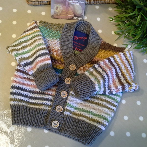 Luxury Hand Knitted Designer Merino Wool Cardigan  6 - 12 months size