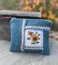 Sunflower cross stitch wool zip pouch