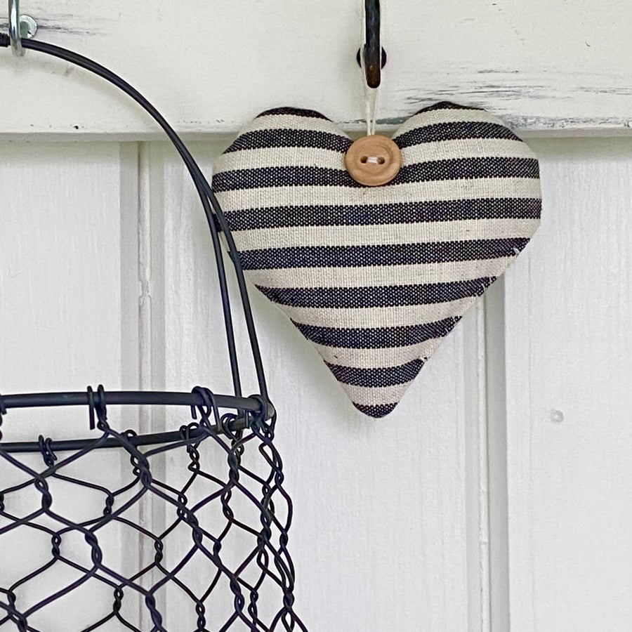 CHARCOAL GREY STRIPED HEART - lavender or padded