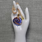 Swirly Glass Pendant and Suede Cord Necklace