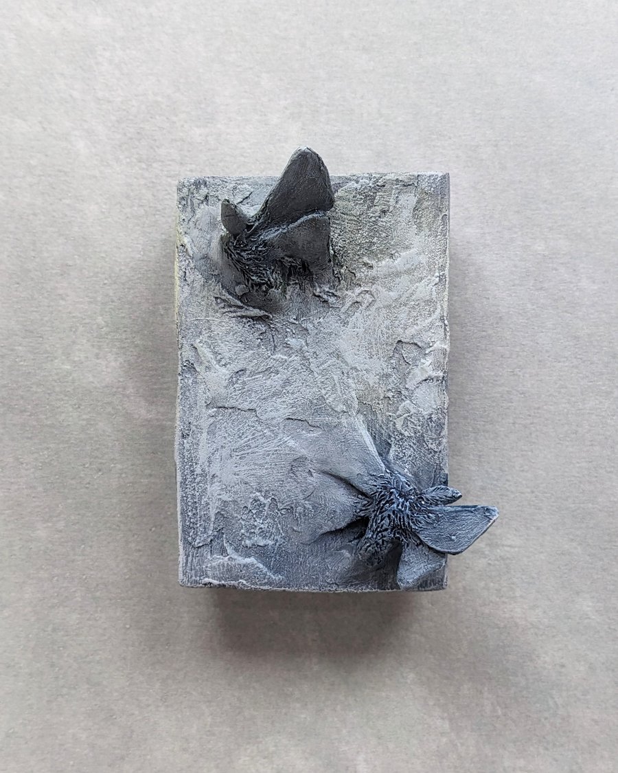 Fragments i - small ethereal, haunting, moth and wall sculpture