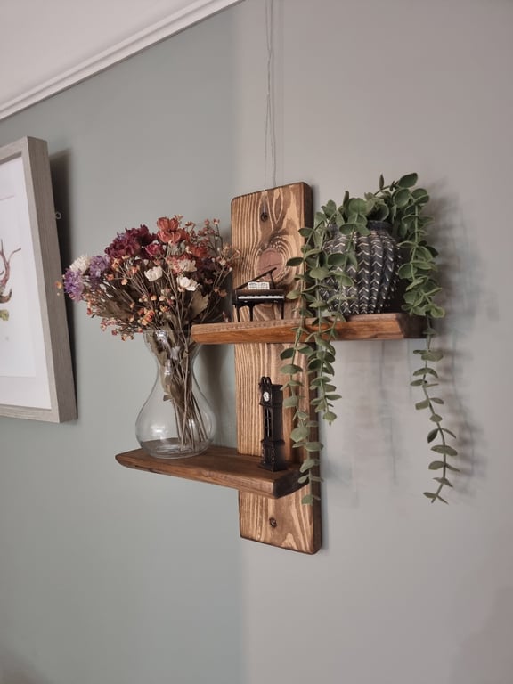 Handmade rustic wall mounted shelf 