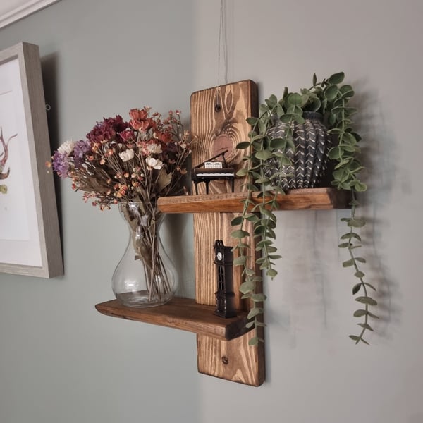 Handmade rustic wall mounted shelf 