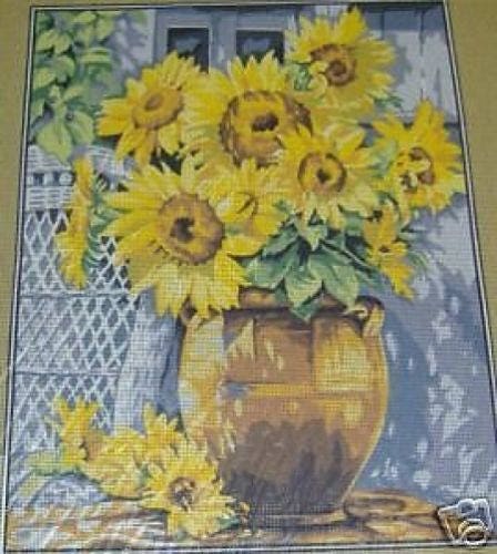 Sunflowers in Clay Pot Flowers Floral Tapestry Needlepoint Canvas Margot