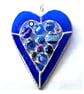 Heart Suncatcher Stained Glass Blue  Abstract 025 Nugget Handmade Gift - Image 5