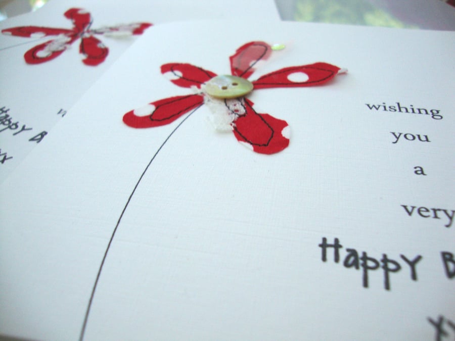 polka dot flower birthday card