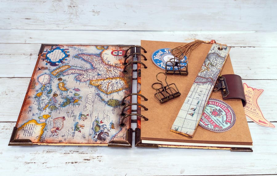 A5 Scrapbook Album with Map Covers