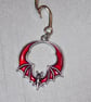 Red and Silver Enamelled Bat & Thorn Earrings with Silver Plated Ear Wires - Image 7