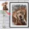 Watercolour Art Pet Portrait from Your Photo - Personalised Pet Portrait