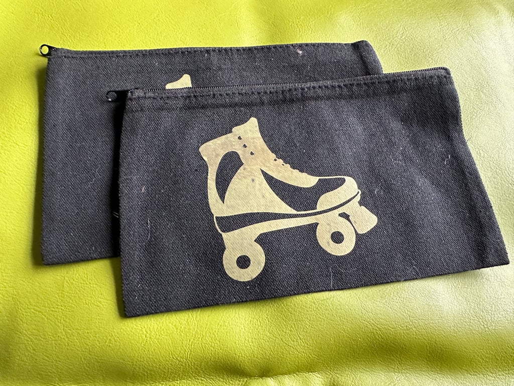 Gold Skate pencil case, makeup bag, zipped pouch