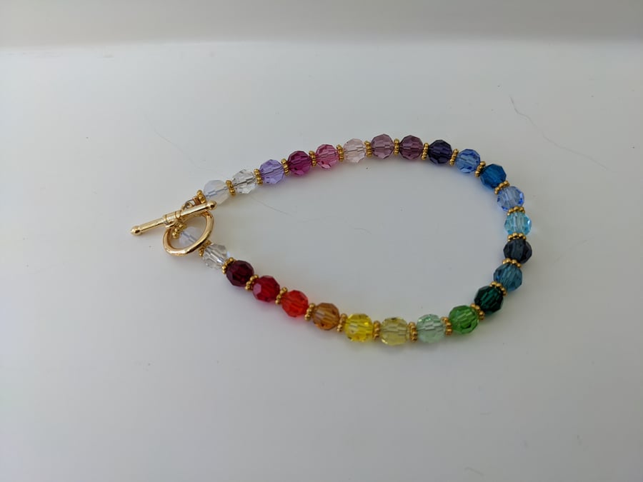 Rainbow Crystal Gold Plated Bracelet 