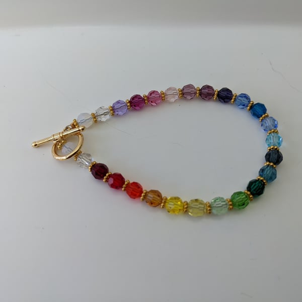 Rainbow Crystal Gold Plated Bracelet 