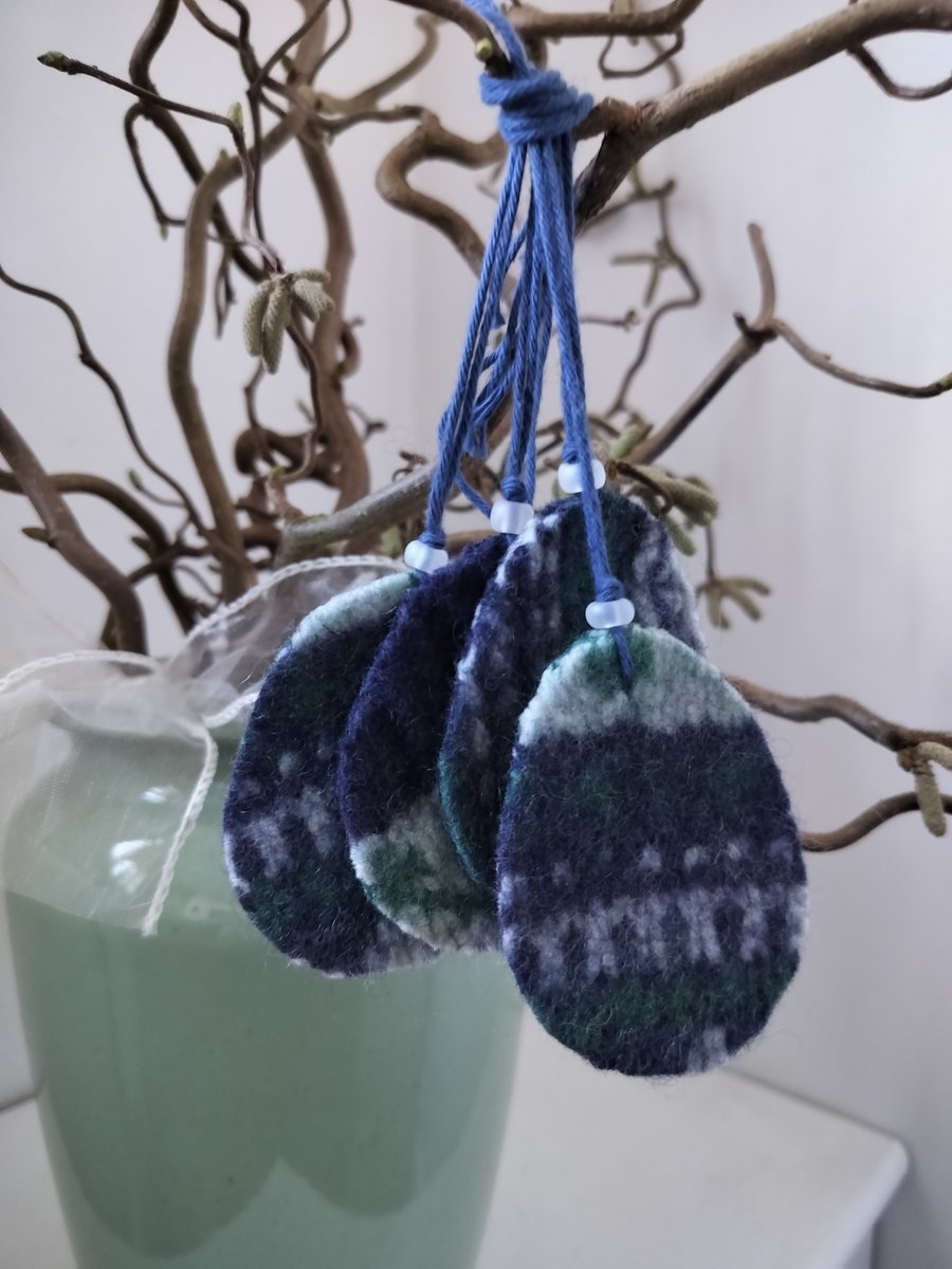 Four felted Easter egg decorations