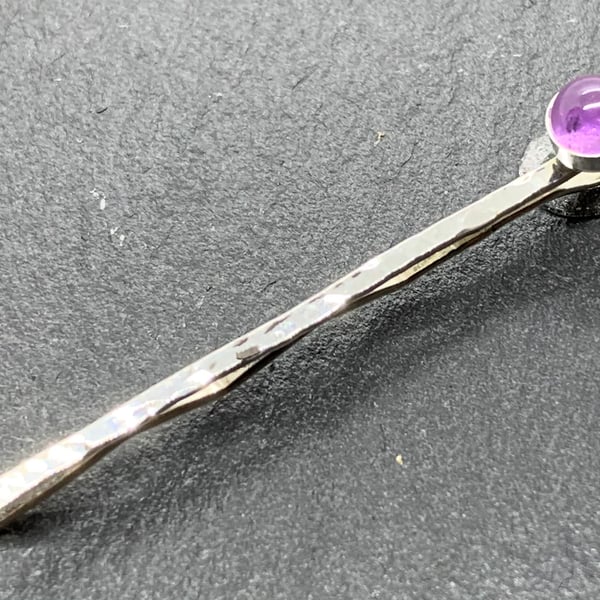 Sterling Silver Hairpin, with 5mm Gemstone Cabochon, 100% Handmade, 50mm