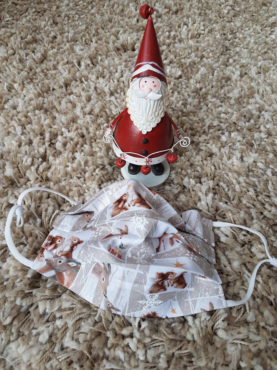 Small Adult or Teenager festive face covering – Snowflake and Animal  Print