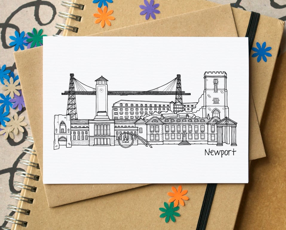 Newport Wales Skyline Greetings Card
