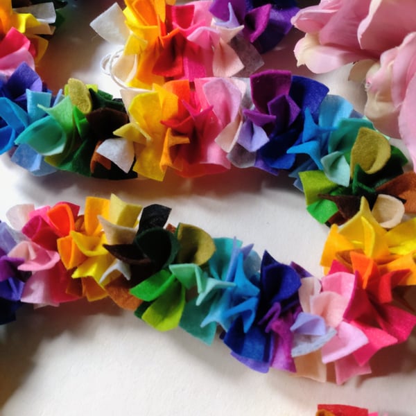 Felt Tinsel Garland, Rainbow Confetti Bunting, Eclectic Bohemian Party Decor