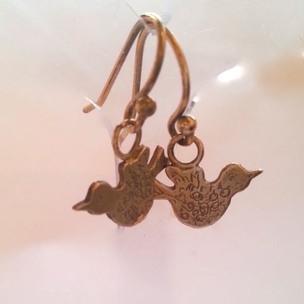 Love Birds Gold Plated Silver Earrings 