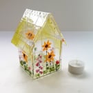 Greenhouse tealight, fused glass tealight cover, birthday gift, home decor. 