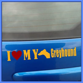I Love My Greyhound Vinyl Decal, Bumper Sticker
