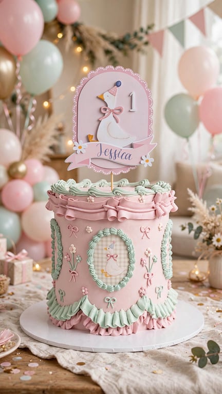 Oval Goose Pink Cake Topper 