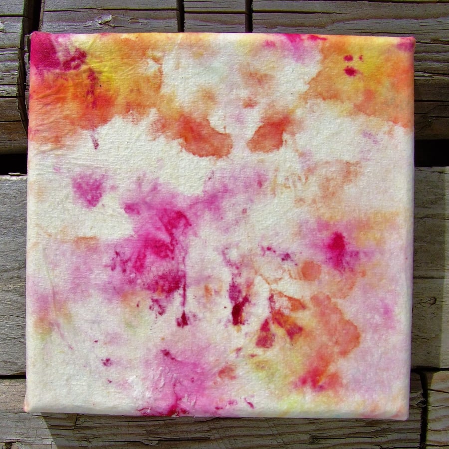 Rosy sunset - 5x5" original mini canvas