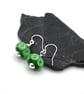 green bubble lampwork glass earrings