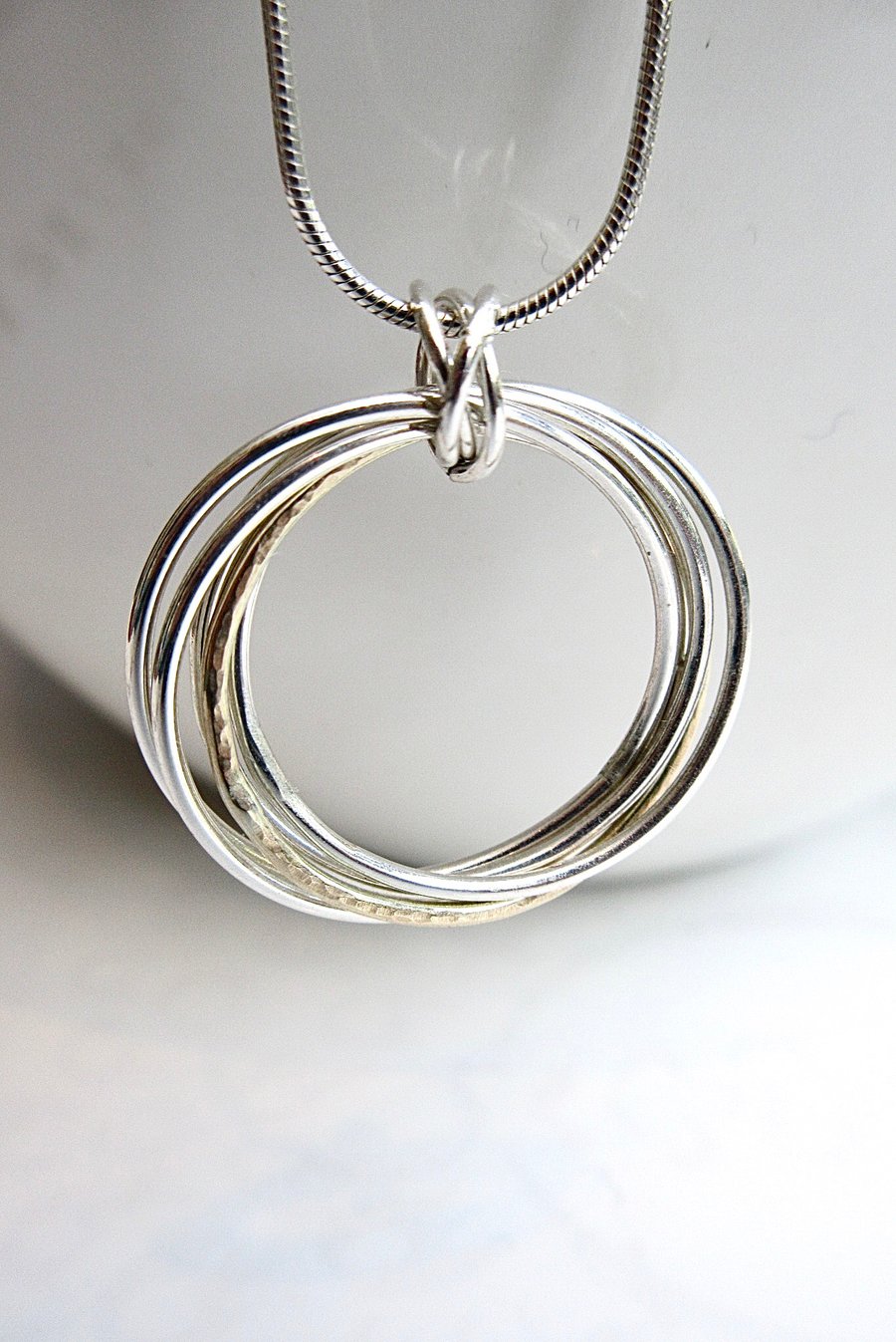 Handmade Sterling Silver & 9ct Gold Circles Pendant